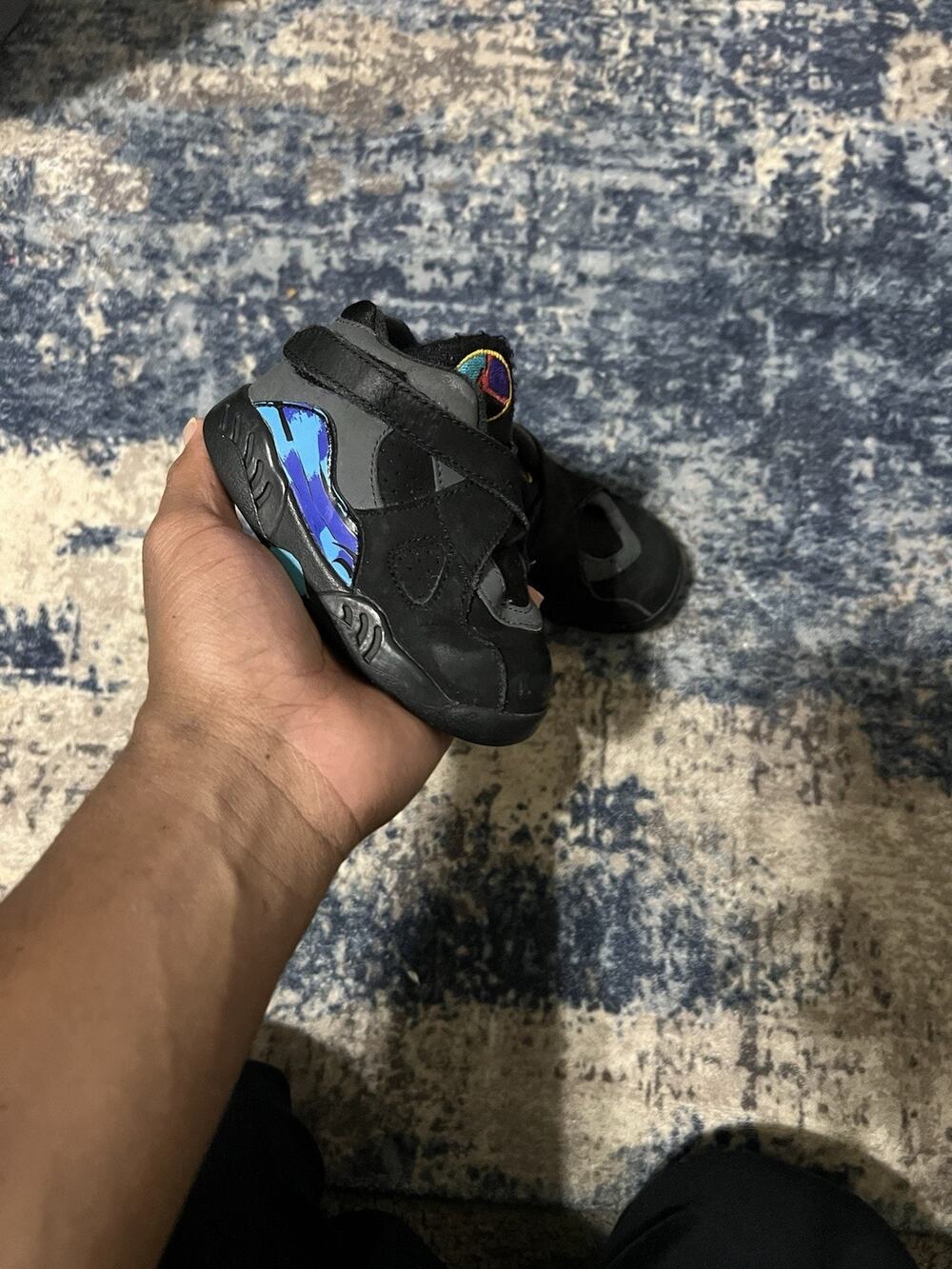 Size 6C- Nike Jordan VIII 8 Retro BT Aqua Black Toddler 305360-025